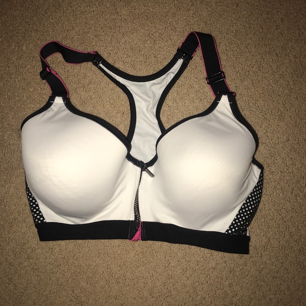 White/pink/Black VS sports bra